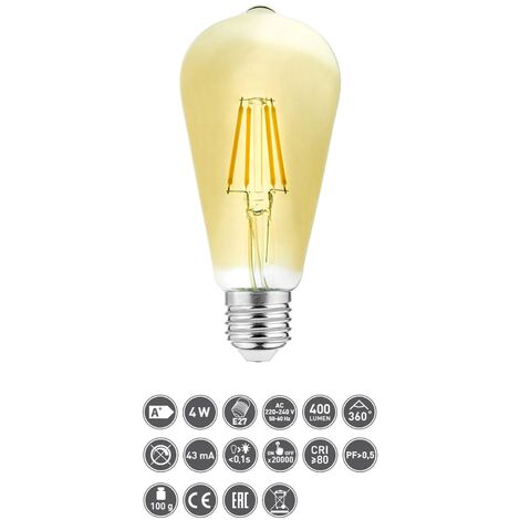 Ampoule led E27 - 230V - Blanc chaud 3000K° - 400 lumens - 4W