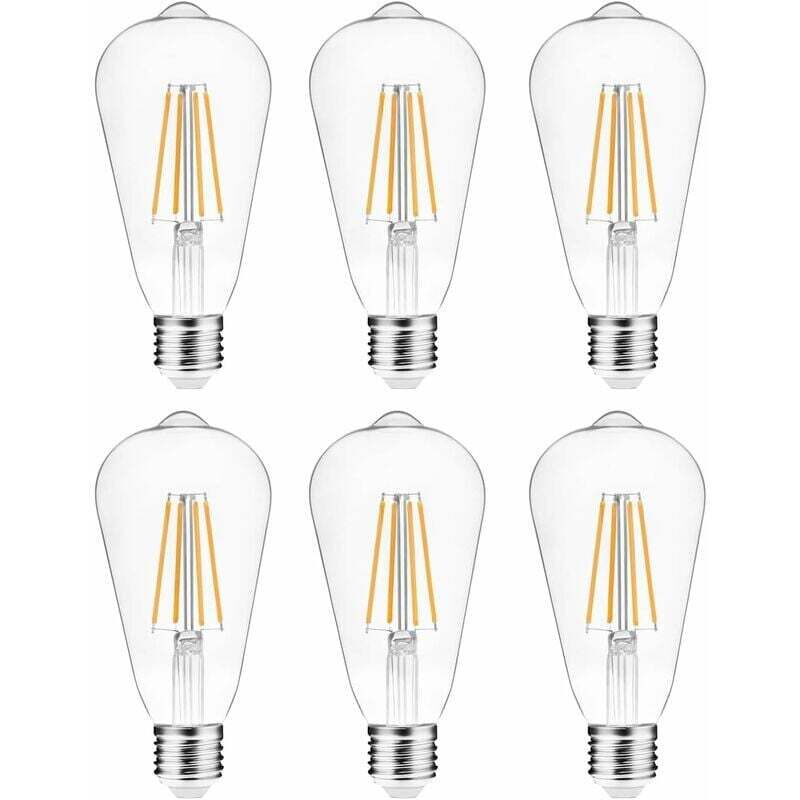 Ampoule LED E27 4W équivalent à 40W ampoule à incandescence 2700k blanc chaud ST64 lampe à incandescence LED en verre transparent 220V non dimmable