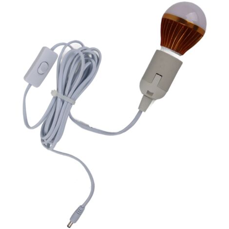 Ampoule LED E27 5W Blanc Chaud 12V pour Éclairage Solaire de Tente avec Câble DC 3m