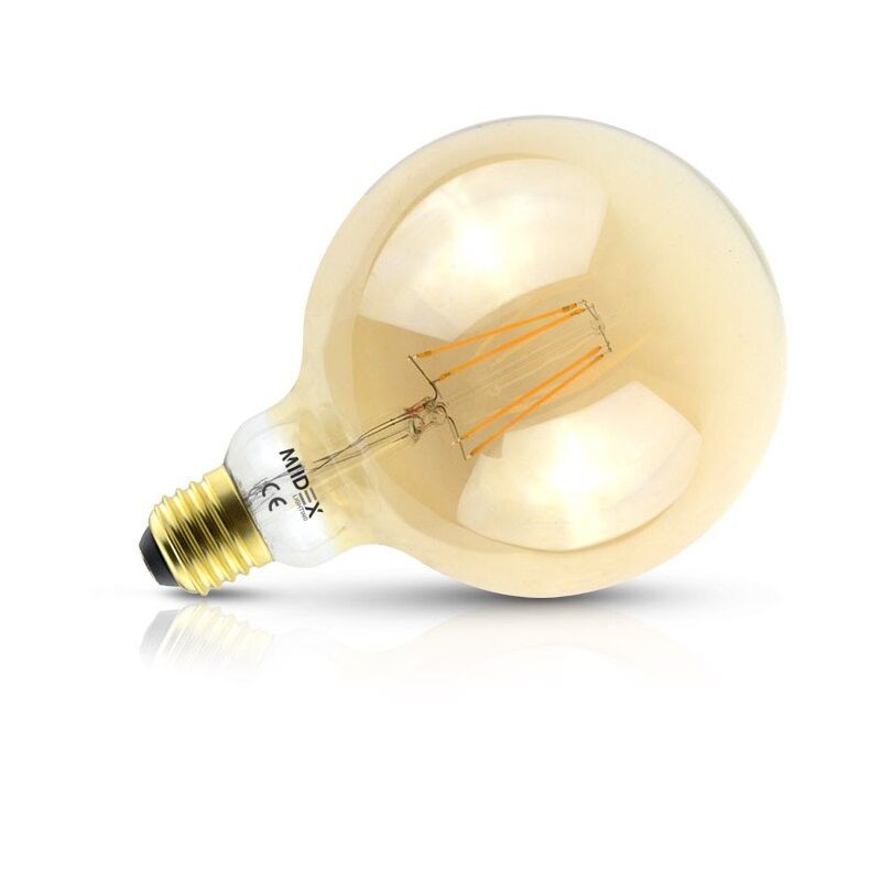 Ampoule led E27 8W Globe Filament G125 Golden (Dimmable en option) Miidex Lighting® blanc-chaud-2700k - non-dimmable