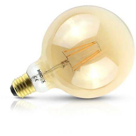 Ampoule LED E27 8W Globe Filament G125 Golden (Dimmable en option) Miidex Lighting®  blanc-chaud-2700k - dimmable