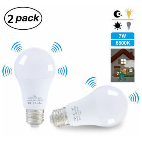 Ampoule Led E27, Avec Detecteur De Mouvement, 7W, Blanche, 2Pcs