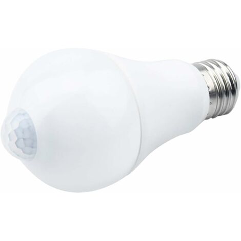 Ampoule LED E27 avec détecteur de mouvement Lumière intelligente 9 W Remplace l'ampoule basse consommation 90 W Angle d'éclairage 120°, blanc, E27, 9 W