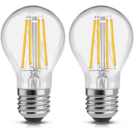 Ampoule LED E27 Blanc Chaud 2700k, A60 ampoule gros culot à vis 6W équivalent 60W halogène, Ampoule decorative culot E27, forme poire, 600 lumen, Non Dimmable, Lot de 2