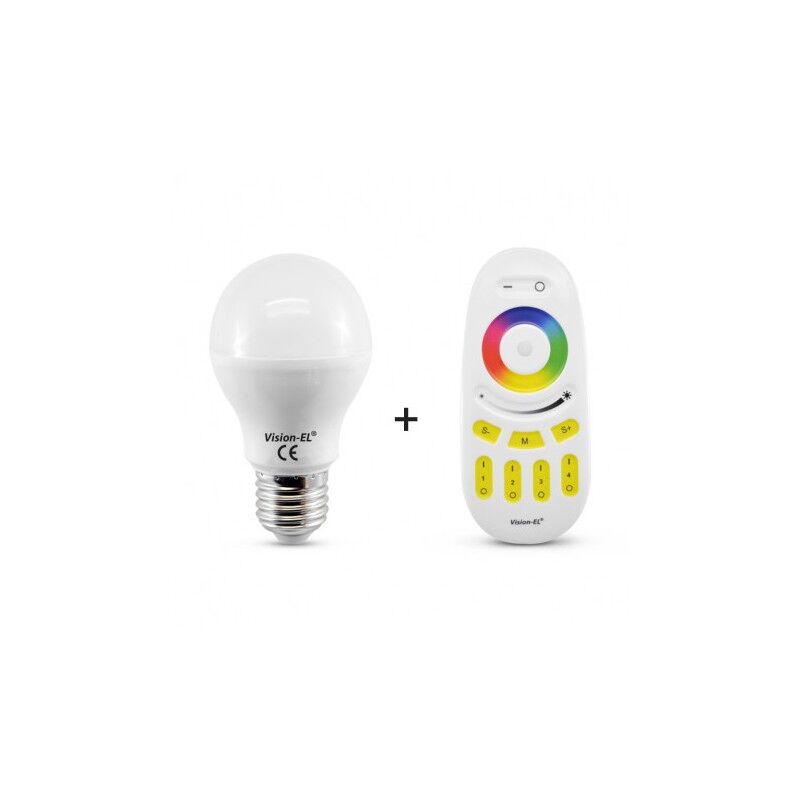 Vision-el - Ampoule led E27 Bulb 7W rgb + Blanc Jour + Télécommande - Blanc