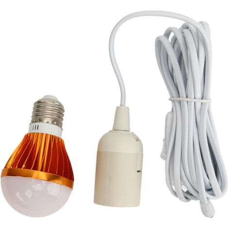 Ampoule LED E27 DC 12V 5W, lampe d'éclairage blanc chaud avec câble de 3 mètres pour la maison