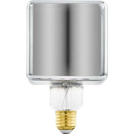 Ampoule LED E27 dimmable, ampoule filament vintage noir et transparent, lampe à incandescence décorative en forme de cube avec spirale, 4 watts, 50 lumens, blanc chaud, 1700 Kelvin, Ø 9,5 cm