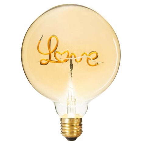 Ampoule LED E27 Filament 2W Globe Love - Blanc Chaud (2300K - 3500K)