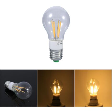 Ampoule LED E27 Filament COB 12V 4W Blanc Chaud Non Dimmable 360° (PC Transparent/Aluminium)