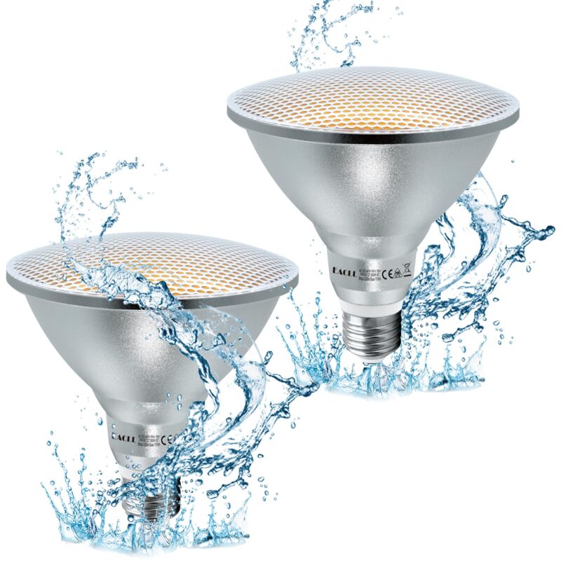 Ampoule LED E27 PAR38 Blanc Chaud 18W Équivalent Incandescence Halogène 120W, Lot de 2. 2000 Lumens 3000K Non Dimmable, Faisceau 60° Spot, Éclairag