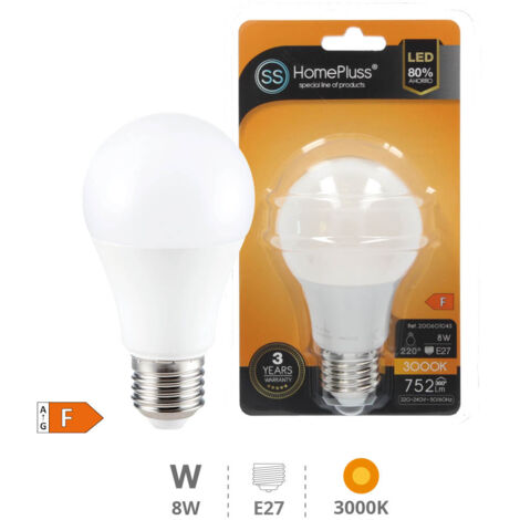 AMPOULE LED E27 STANDARD - 8W BLANC CHAUD
