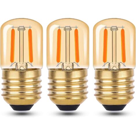Ampoule LED E27 Veilleuse 1W Blanc Chaud 2200K, T28 Mini Ampoule Vintage E27 LED à Filament, Équivalent 10W-15W, Verre Ambré Décorative Lampe de Table, Non Dimmable, Lot de 3 [Classe énergétique F]