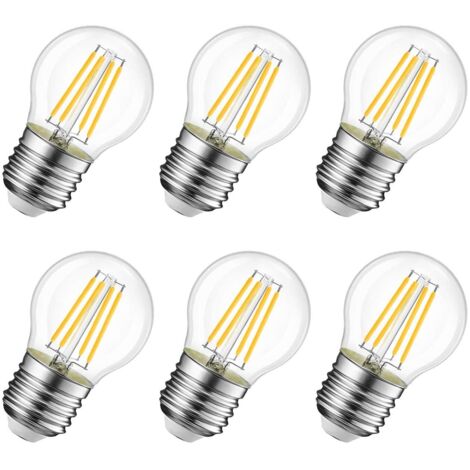Ampoule LED E27 Vintage 4W, Ampoule Filament E27 Décorative 4000K Blanc Neutre 4000K (Pack 6）