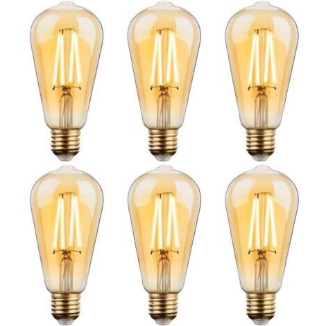 Ampoule LED E27 Vintage, 6 Pièces Edison Ampoule E27 4W ST64 E27 Filament Edison Rétro Ampoules de Décorative LED Filament Lampe Blanc Chaud Antique Ampoule pour la Maison Restaurant Café Bar