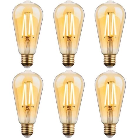 Ampoule LED E27 Vintage, 6 Pièces Edison Ampoule E27 4W ST64 E27 Filament Edison Rétro Ampoules de Décorative LED Filament Lampe Blanc Chaud Antique Ampoule pour la Maison Restaurant Café Bar