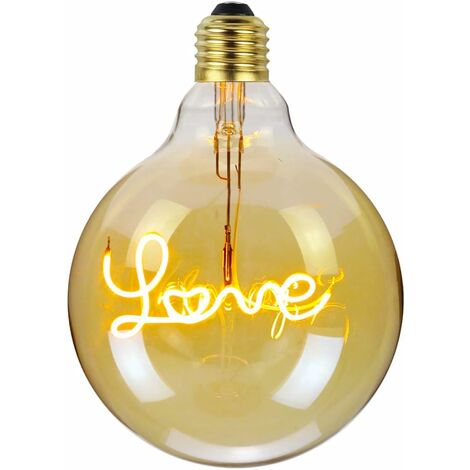 Ampoule LED E27 vintage à intensité variable avec mot lumineux à l’intérieur « Home/Love » 220/240 V 4 W ，1 pcs [Classe énergétique A++] 56Vingt