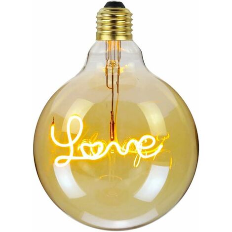 Ampoule LED E27 vintage à intensité variable avec mot lumineux à l’intérieur « Home/Love » 220/240 V 4 W ，1 pcs [Classe énergétique A++]