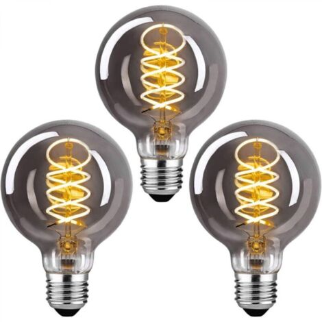 Ampoule LED E27 Vintage, Ampoule E27 Vintage Dimmable 4W G95Ampoule Vintage E27 Blanc Chaud 2700K, Ampoule LED Vintage Idéal Pour Suspension, Lampe de Table, Applique - Enfumé - 3 paquets