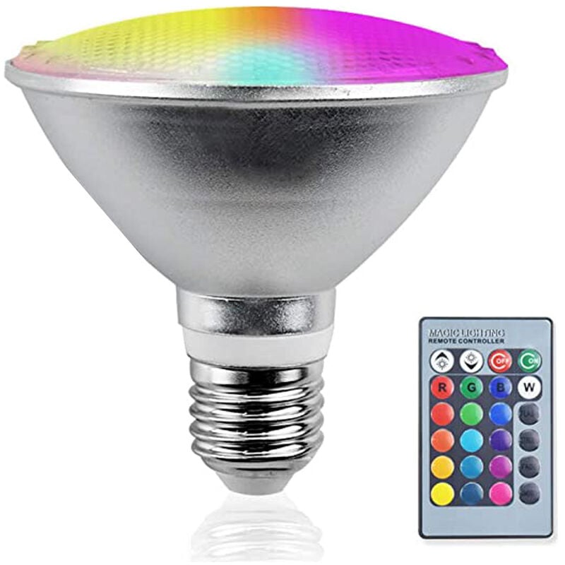 Ampoule led E27,Ampoule led rgbw PAR38 Spot 20 w E27 Lampe d'extérieur IP65 à intensité Variable,Projecteur avec télécommande pour Holiday Party