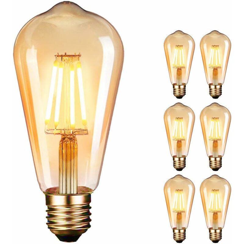 Ampoule led Edison, Lampe Edison Vintage 4W 400LM 2600-2700K Angle de faisceau à 360° E27 ST64 Lampe Décorative Ampoules à incandescence Rétro