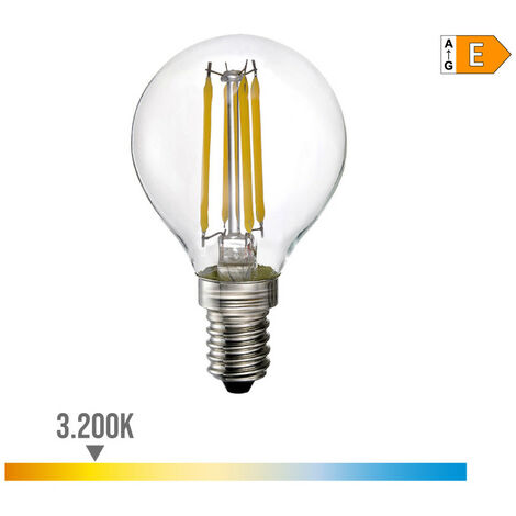 Ampoule LED EDM Filament Sphérique E14 4W 500lm 3200K Lumière Chaude Ø4,5x7,8cm