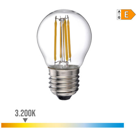 Ampoule LED EDM Filament Sphérique E27 4W 500lm 3200K Lumière Chaude Ø4,5x7,8cm