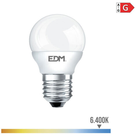 Ampoule LED EDM Sphérique E27 5W 400lm 6400K Lumière Froide Ø4,5x8cm