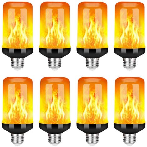Ampoule LED effet flamme 8X E27, ampoule décorative à effet flamme réaliste, lampe de décoration festive, noir-B