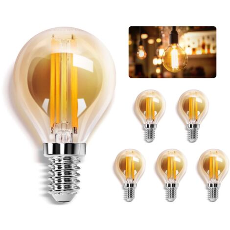 Ampoule LED Filament E14,Blanc Chaud 2200K,400LM,4W(équivalent à 37W), Rétro Ampoule Edison LED G45,Lot de 5