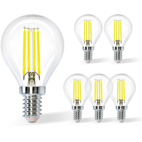 Ampoule LED Filament E14,Blanc Froid 6500K,470LM,4W Equivalent à Ampoule Incandescente 40W,G45,Angle de 360º,Non-dimmable,Lot de 5