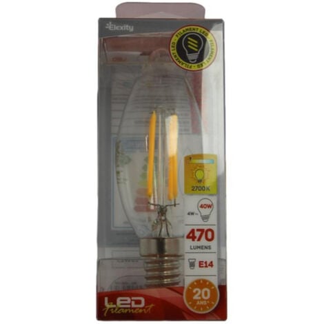 Elexity - Ampoule led dimmable flamme 5.2W E14 2700K° 470 Lumens