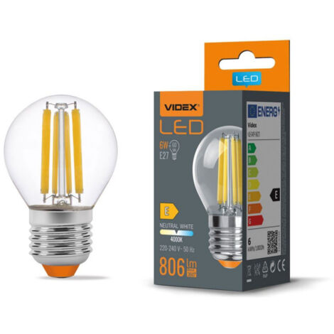 Ampoule LED filament G45 6W E27 4000K 806lm Videx