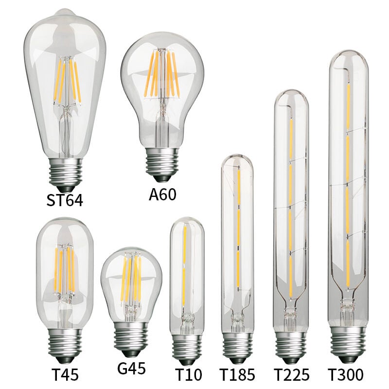 Ampoule led Filament Transparente E27 - Lot de 8 pour Mariage, Restaurant et Bar