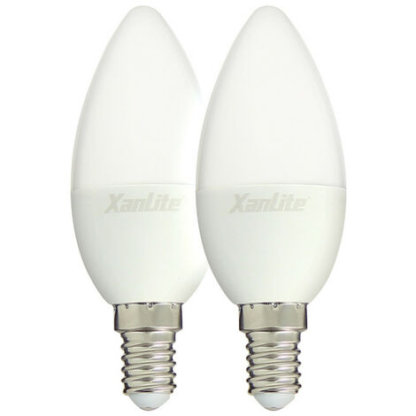 Xanlite - Ampoule LED flamme, culot E14, 5W cons. (40W eq.), lumière blanc neutre - PACK2EV470FCW