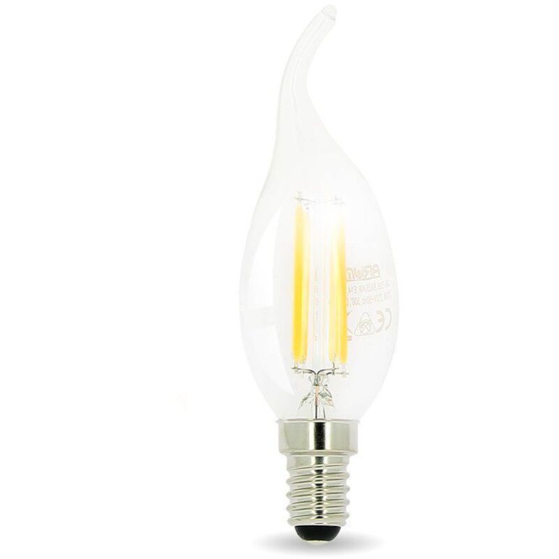 Arum Lighting - Ampoule Led Flamme E14 4W filament Température de Couleur: Blanc chaud 2700K