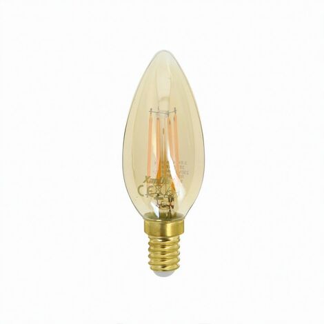 Ampoule LED Flamme / Vintage au verre ambré, culot E14, 4W cons. (30W eq.), 350 lumens, lumière blanc chaud
