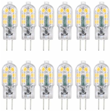 Ampoule LED G4 12 V 3 W équivalente à une ampoule incassable de 30 W. angle de faisceau de 360°. 160 lm. sans gradation. sans scintillement. lot de 12 (blanc chaud 3000 K)