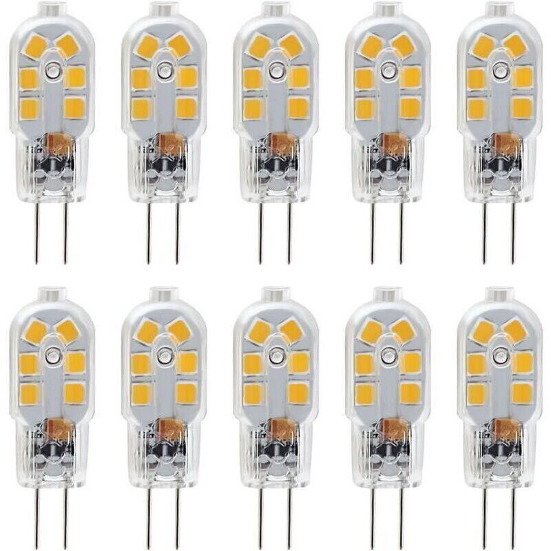 Ampoule LED G4 12V, 1W Equivalent 10W Halogène Lampe, Pas De Scintillement 200LM, Blanc Chaud 3000K, 360° Angle de Faisceau, Non-Dimmable, Pack de 10