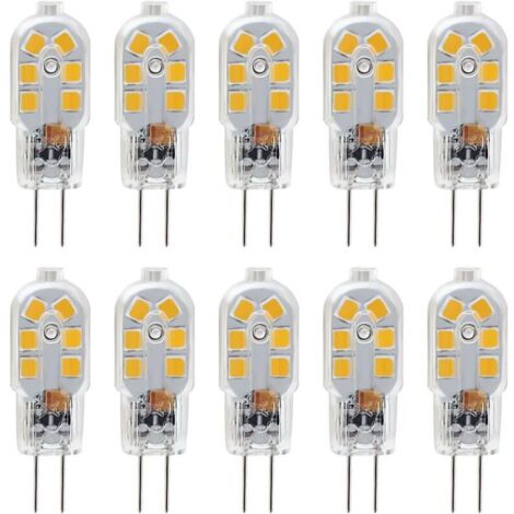 Ampoule LED G4 12V, 1W Equivalent 10W Halogène Lampe, Pas De Scintillement 200LM, Blanc Chaud 3000K, 360° Angle de Faisceau, Non-Dimmable, Pack de 10