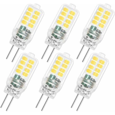 Ampoule LED G4 12V 3W, Non Dimmable, 16SMD 300LM Blanc Froid 6000K, Équivalent 25W G4 Ampoule Halogène, Ampoule G4 LED pour Lustre, Éclairage Paysager, Lumière d'armoire, Chambre, Lot de 6
