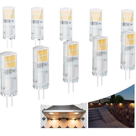 Ampoule LED G4 12V, Ampoules LED pour Éclairage de Paysage T3 2W Blanc Chaud, Équivalente à 20W Halogène, 2700K 230lm pour Éclairage Extérieur de Terrasse et de Chemin, 10 Pièces