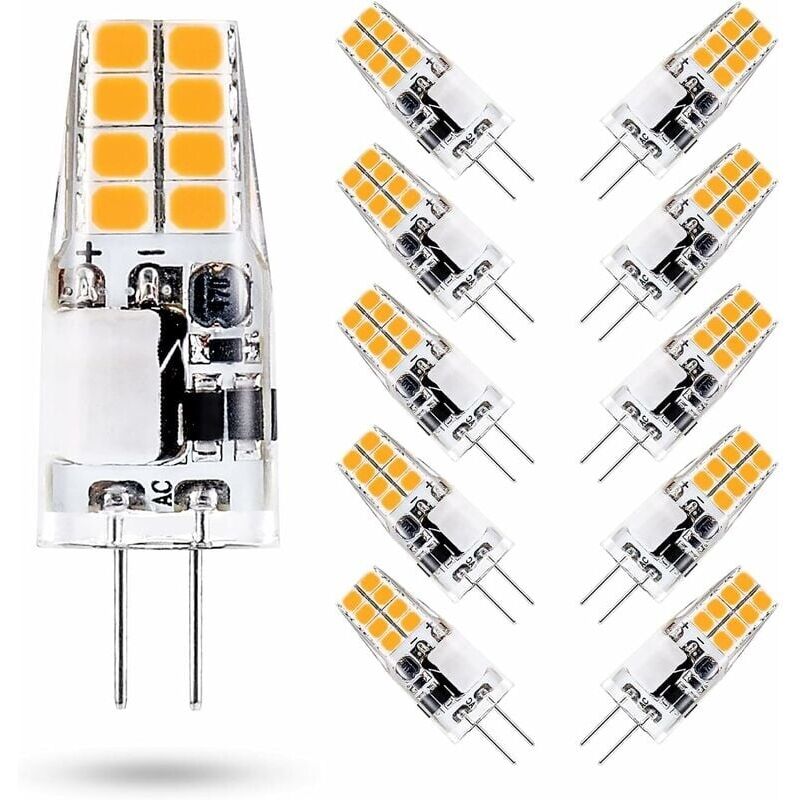 Ampoule LED G4 12V,3000K Blanc Chaud,3W quivalent 35W G4 Ampoule Halogne,300 Lumens,Non Dimmable,Lot de 10