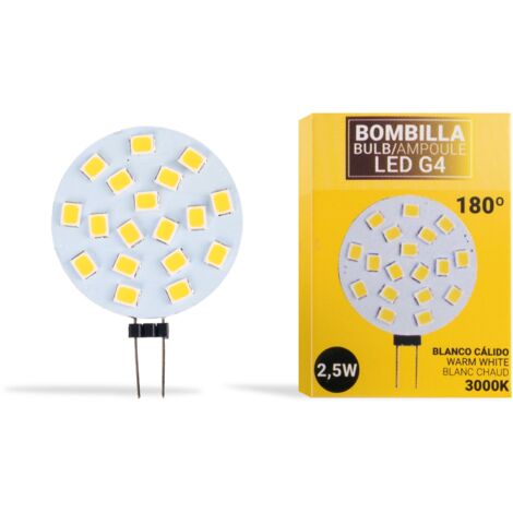 Ampoule LED G4 2,5W bi-pin plate 12V AC/DC - Blanc Chaud
