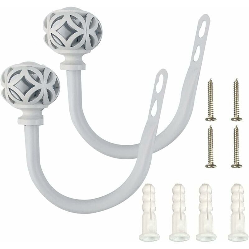 Lot de 2 embrasses à rideaux en forme de U - Décoration d'intérieur - Multifonctions - En fer forgé - Blanc-LIAIKI