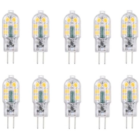 Ampoule LED G4 2W, 20W Ampoules Halogènes équivalentes, Blanc froid 6000k,200Lm,12x SMD,12V AC/DC-Pack de 10