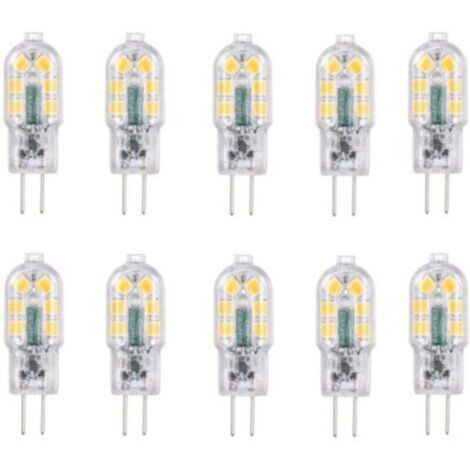 Ampoule LED G4 2W, 20W Ampoules Halogènes équivalentes, Blanc froid 6000k,200Lm,12x SMD,12V AC/DC-Pack de 10 -
