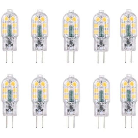 Ampoule LED G4 2W, 20W Ampoules Halogènes équivalentes, Blanc froid 6000k,200Lm,12x SMD,12V AC/DC-Pack de 10 -