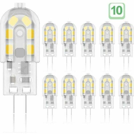 Ampoule LED G4 2W 20W Equivalent Ampoules Halogènes Blanc Chaud 3000K 200lm 12 x SMD 12V AC/DC - Lot de 10 [Classe énergétique A+]