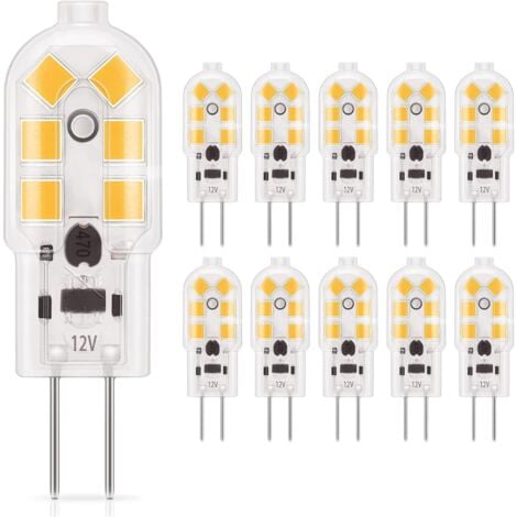 KCVV Ampoule LED G4 1.5W, lumière du jour 6000K, AC/DC 12V ampoules d'éclairage équivalent à 20W halogène, 180LM, non dimmable, parfait pour hotte et lustre, 10 Pièces [Classe énergétique E]