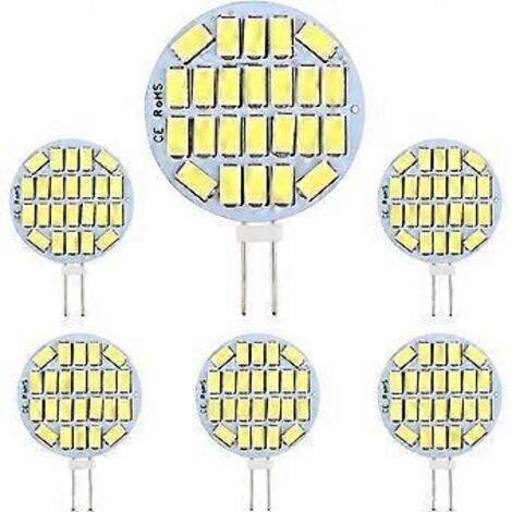 Ampoule LED G4 3W, AC12-24V, 300LM Blanc froid 6000K, 24x5730 SMD, équivalent ampoule halogène 30W, non dimmable, ampoule LED ronde G4 pour éclairage de placard, éclairage, etc.